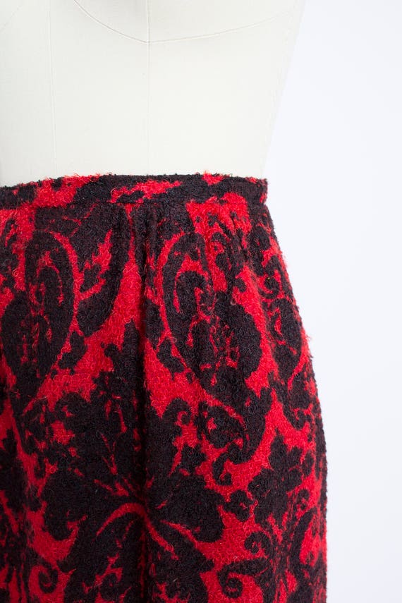 1960s Maxi Skirt Wool Boucle Damask S - image 2