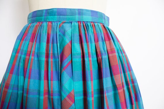 1980s Cotton Full Skirt Plaid Ruffled XS / S - image 5
