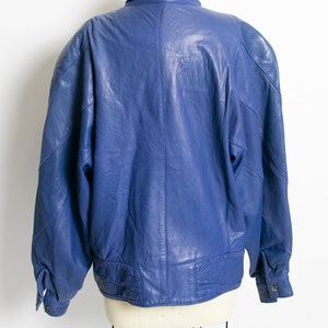 1980s Leather Jacket Cobalt Blue L - Etsy