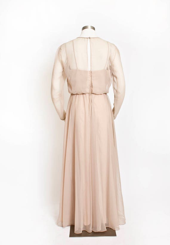 1960s Dress Miss Elliette Chiffon Illusion Gown M - image 4