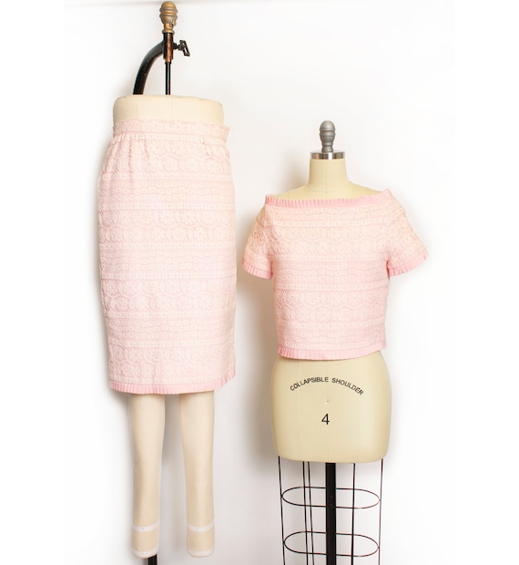 Vintage VALENTINO Night Ensemble Pink Lace Skirt S