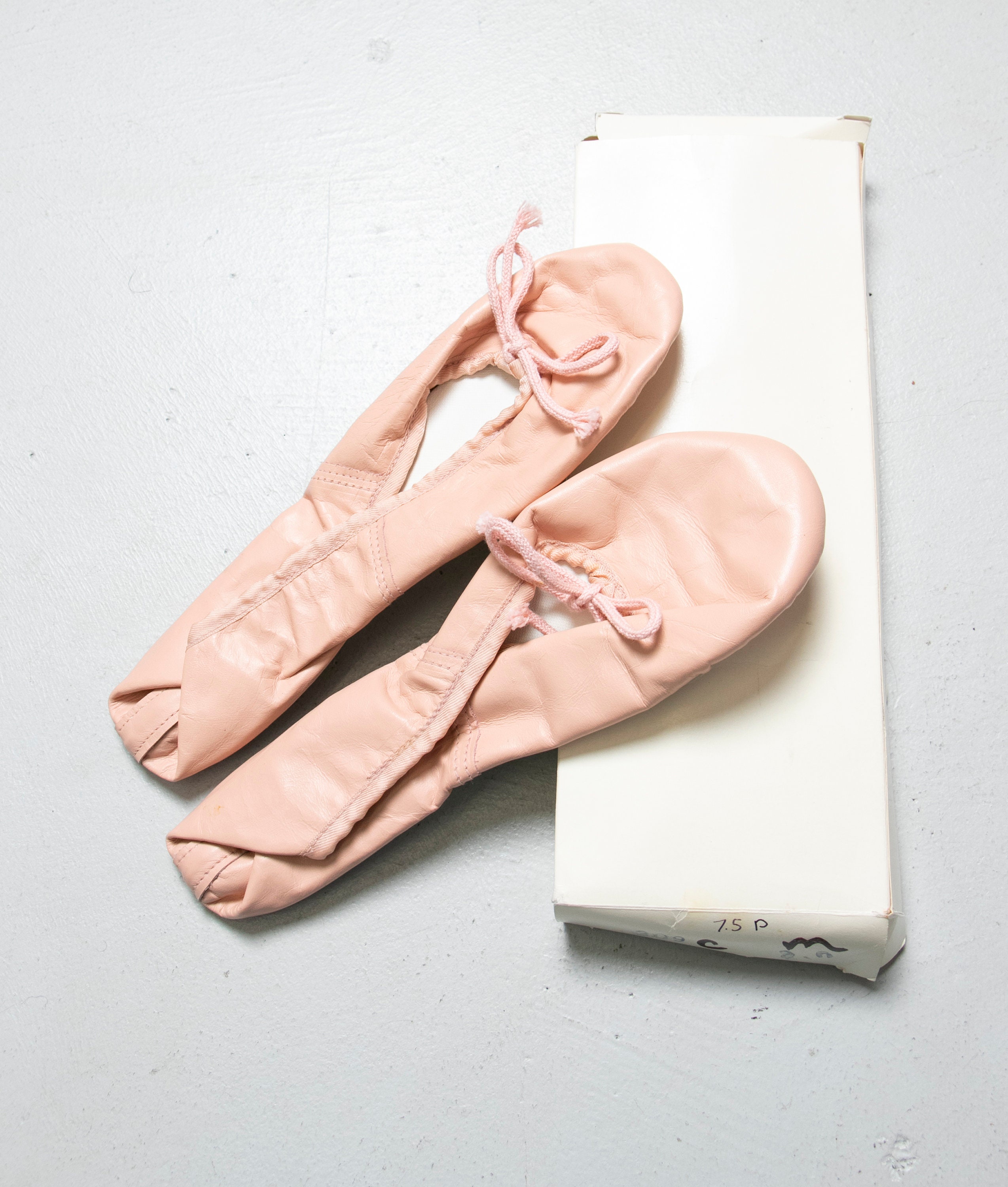 pink leather ballet shoes with elastic
