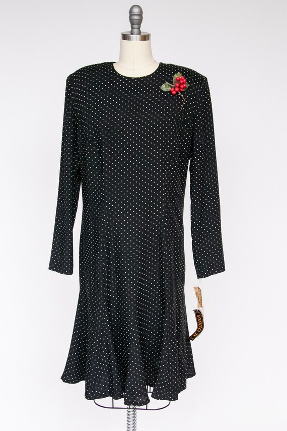 1980s Dress Deadstock Polka Dot Shift M - image 4