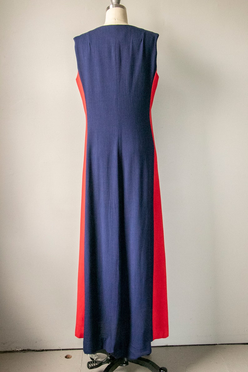 1960s Dress Linen Striped Sleeveless Shift Maxi M image 3