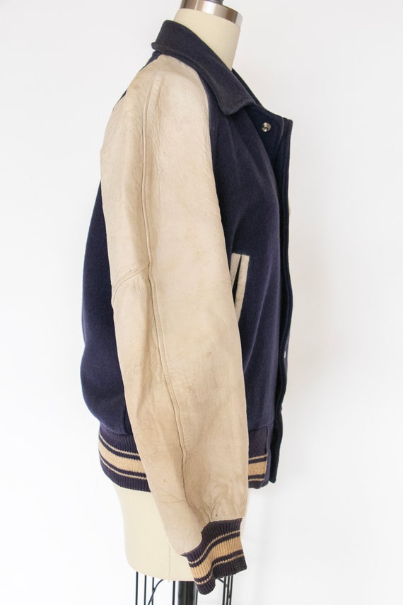 1950s Letterman Jacket Wool Leather Varsity Coat M - image 3