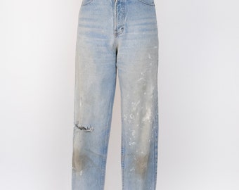1990s Jeans Distressed Cotton Denim 27" x 30"