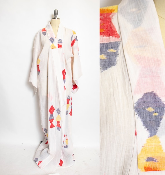 1970s Kimono Robe Cotton Lounge Robe Large