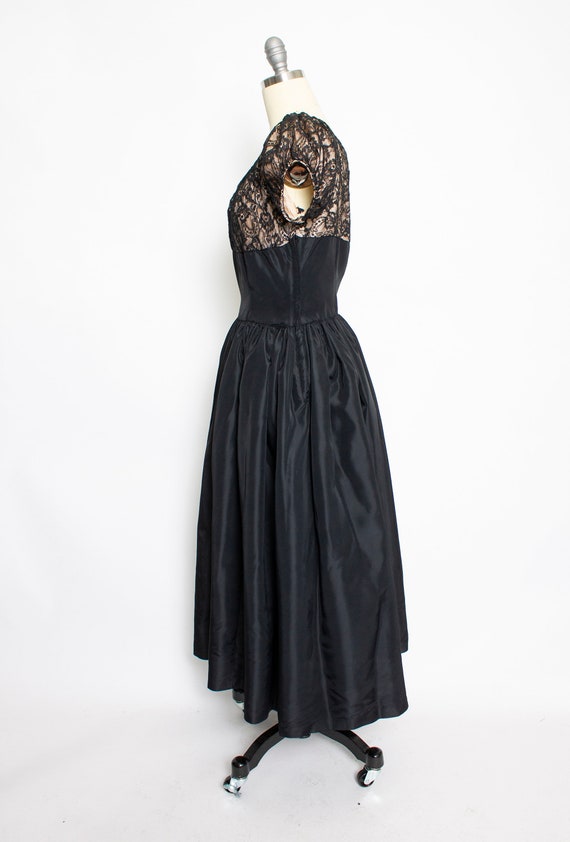 1940s Dress Black Lace Full Skirt Gown S - image 3