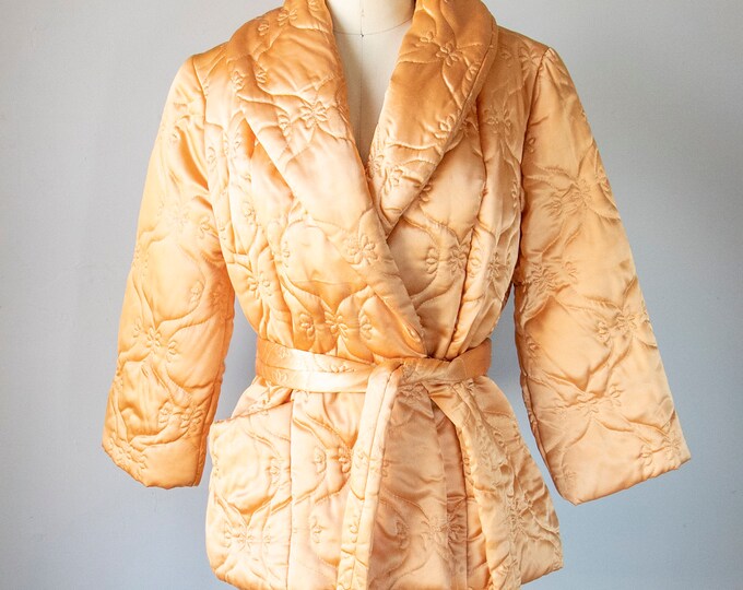 1960s Bed Jacket Quilted Robe Loungewear M Etsy