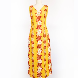 1990s Hawaiian Dress Printed Cotton Maxi S