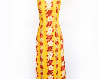 Robe hawaïenne des années 90 en coton imprimé Maxi S