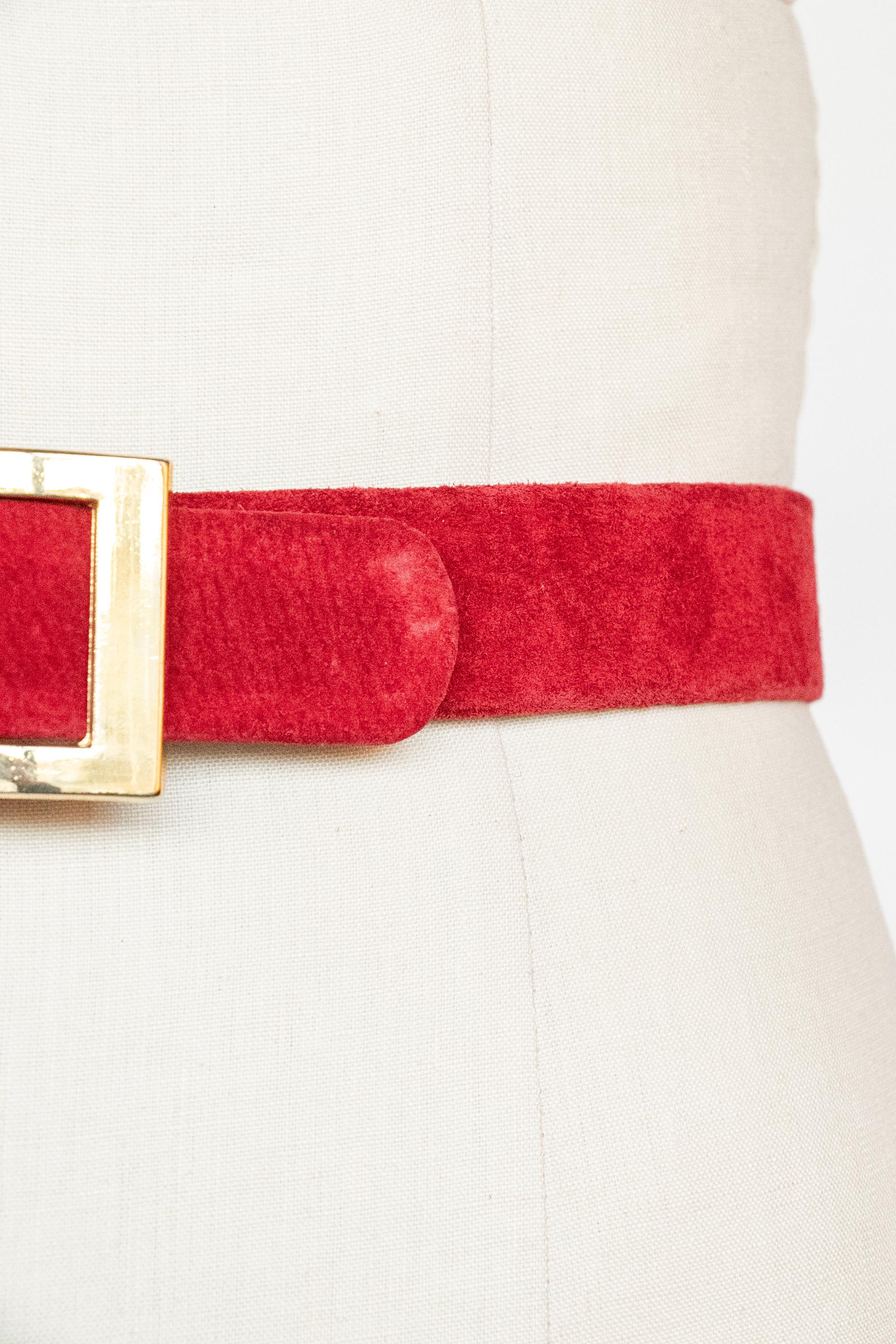 1980s Belt Red Suede Leather Cinch Waist S - Etsy