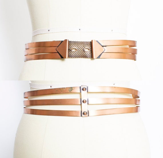 Vintage 1950s COPPER Belt RENOIR Metal Waist Cinch