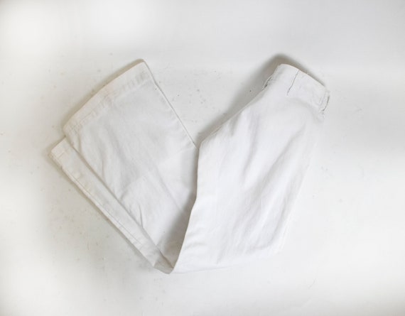 1970s Sailor Pants White Cotton Flare Bells XS P - image 4