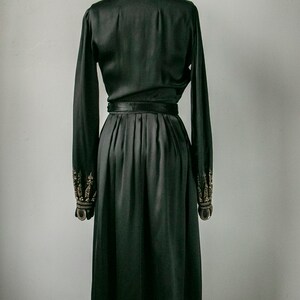 1930s Dress Black Silk Beaded XS image 2