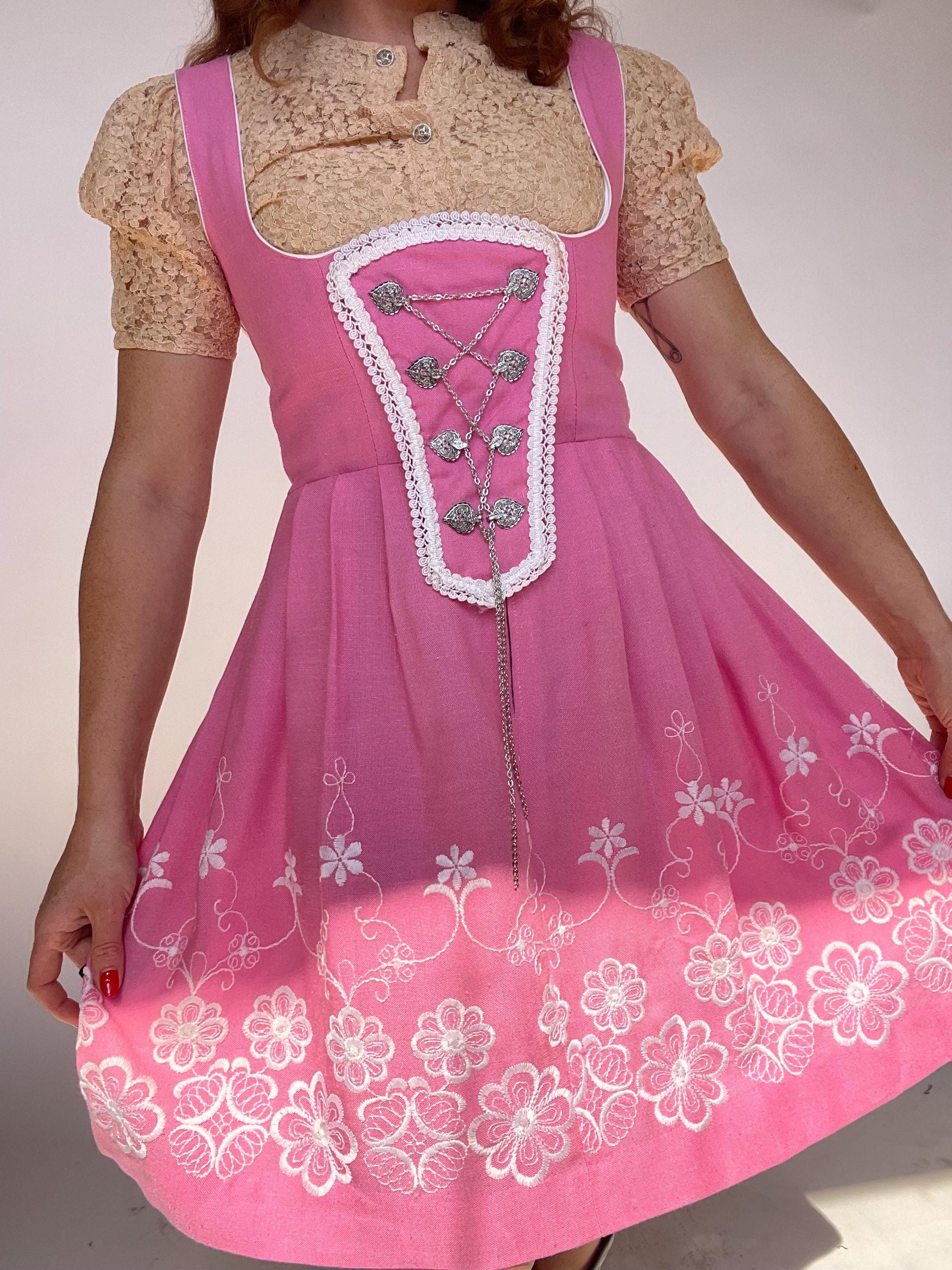 pink dirndl dress Traditional Dirndl Dress