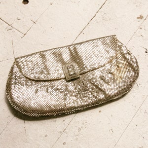 1950s Whiting & Davis Purse Mesh Silver Metal Clutch Bag