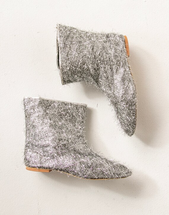 Silver glitter shop booties