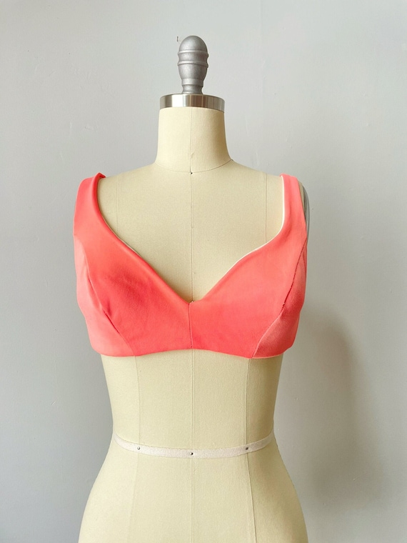 1970s Bikini Crop Top Neon Pink Bra S