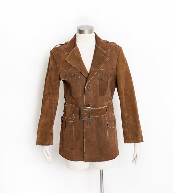 1960s Suede Jacket Mod Brown Leather S