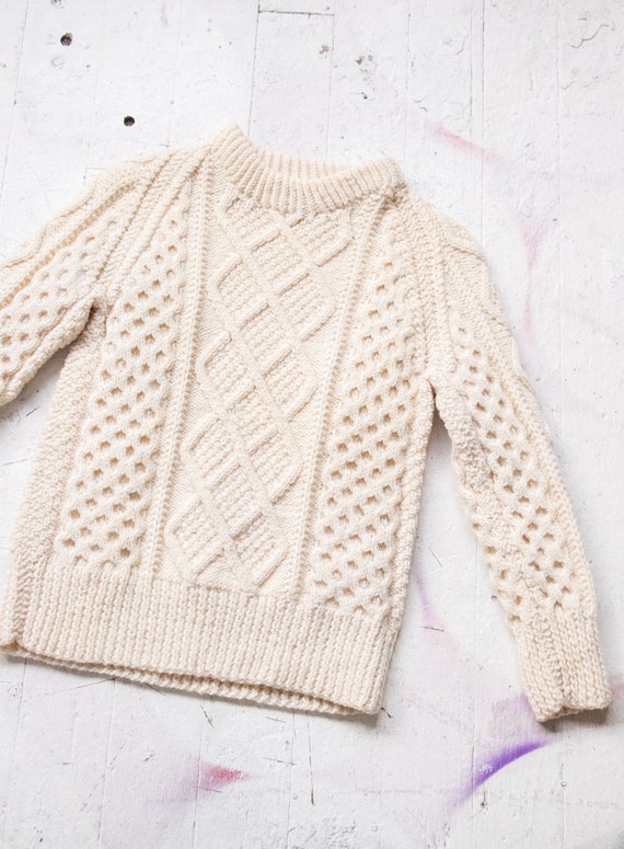 1970s Wool Knit Fisherman Sweater XS - image 2