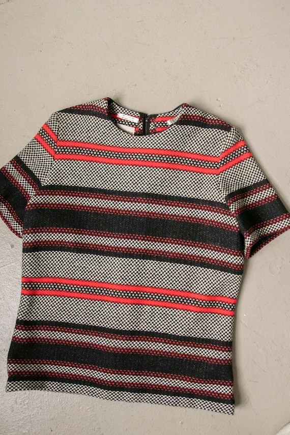 1960s Knit Top Striped Wool J. Tiktiner M - image 5