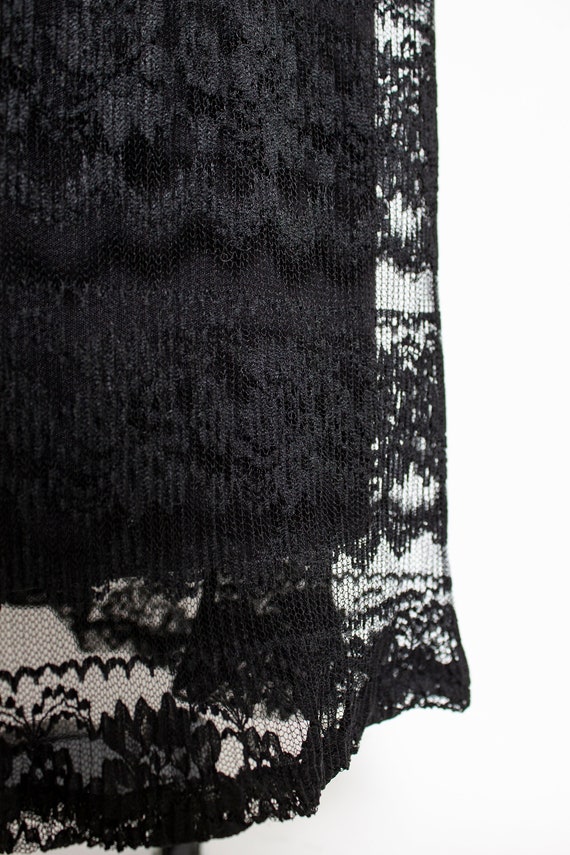 1980s VICTOR COSTA Skirt Black Lace Full S - image 5