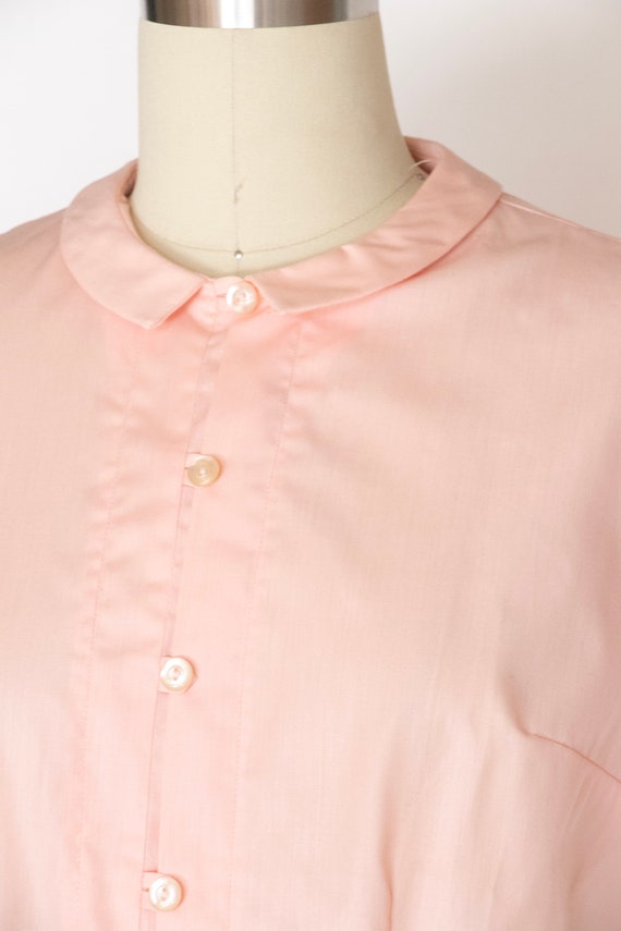 1960s Blouse Cotton Pink Short Sleeve Top S - image 3