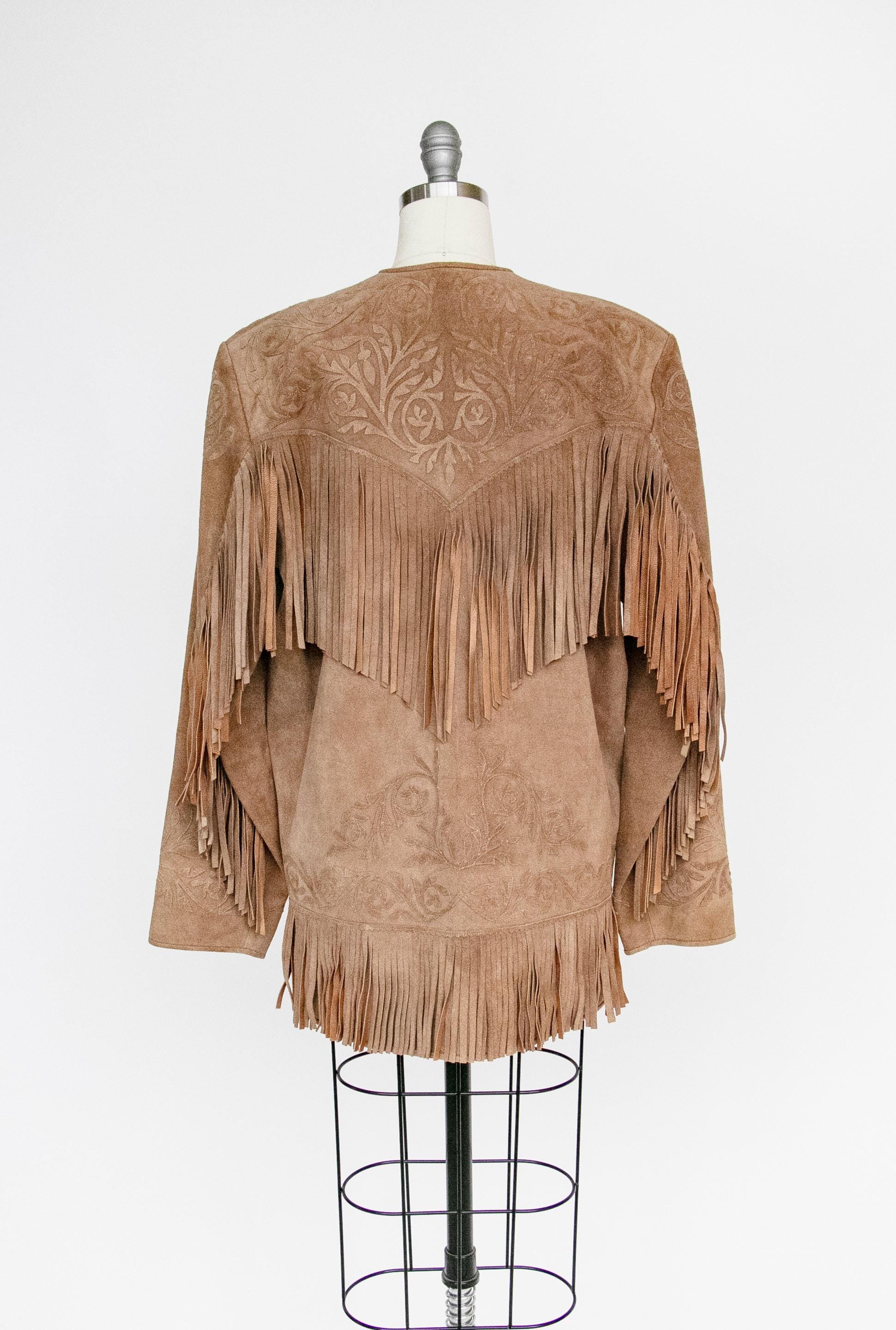 ジャケット・アウター 90s suede fringe collar 1990s Fringe Suede Jacket Western Leather Coat L - Etsy