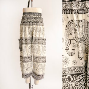 1990s Cropped Pants Boho Smocked Pantaloons S