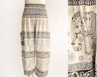 1990s Cropped Pants Boho Smocked Pantaloons S