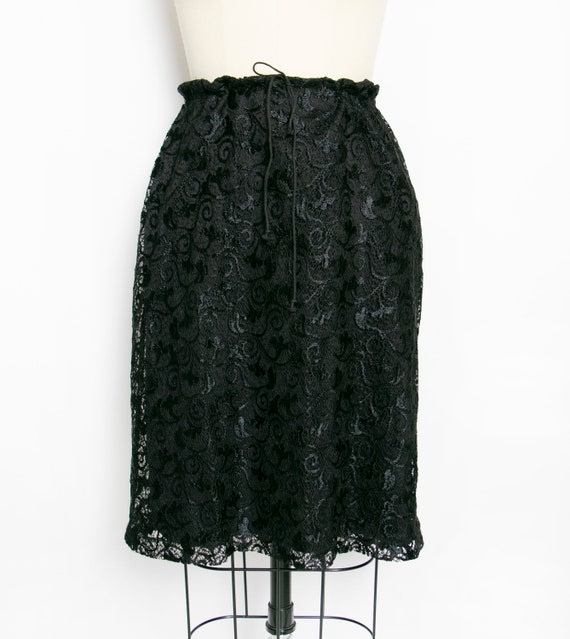 1990s Skirt Betsey Johnson Black Lace L - image 1