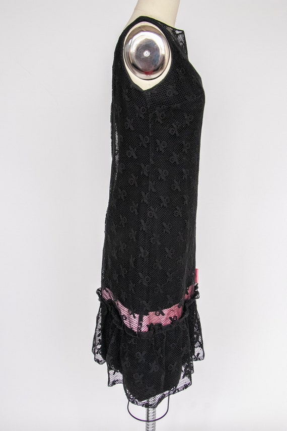 1960s Dress Black Illusion Lace Mermaid S - image 4