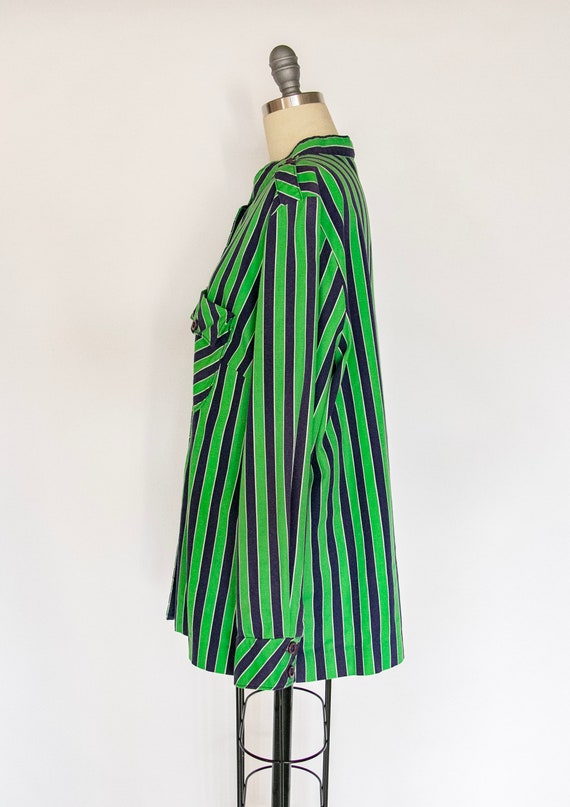 1970s Blouse Striped Cotton Top XL - image 4