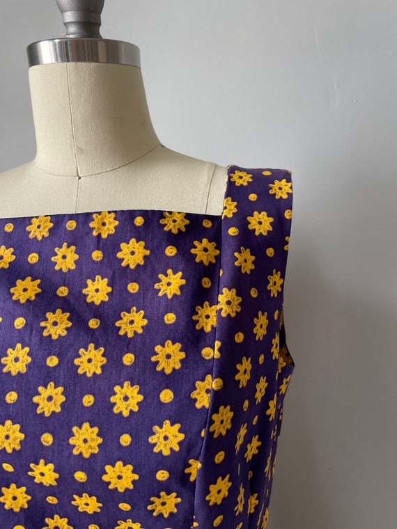 1960s Dress Cotton Floral Ruffle Shift M - image 5