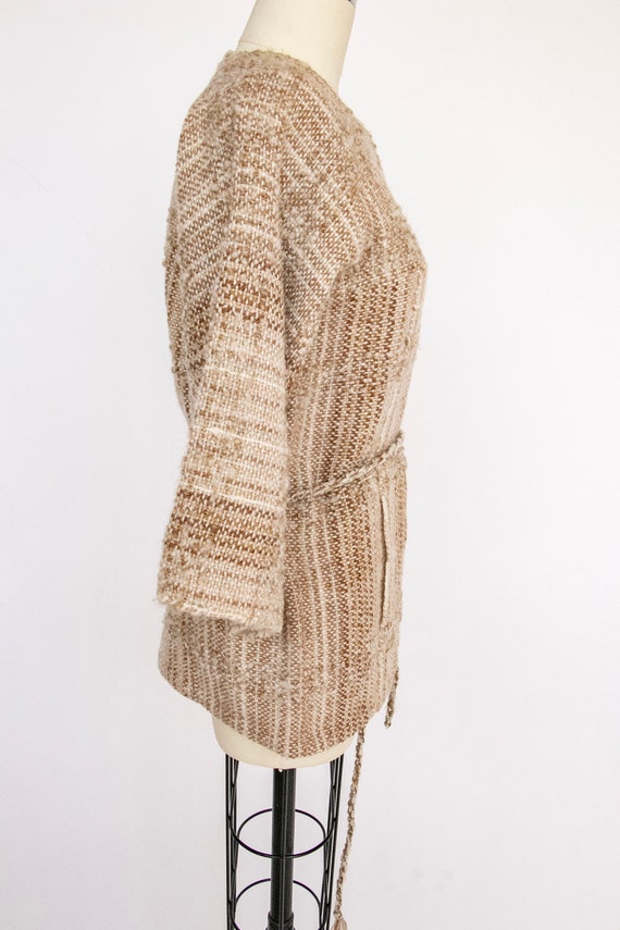 1970s Wool Jacket Hand Woven Cardigan S - image 3