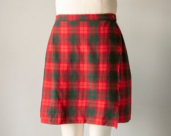 1970s Wool Mini Skirt Plaid S