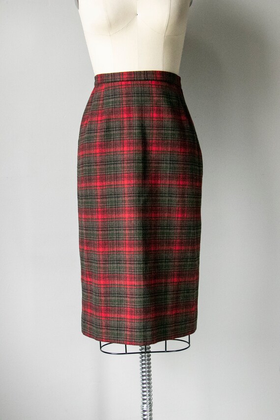 1970s Pencil Skirt Pendleton Wool Plaid S