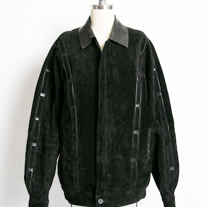 1980s Suede Leather Jacket Oversized Black M 90s