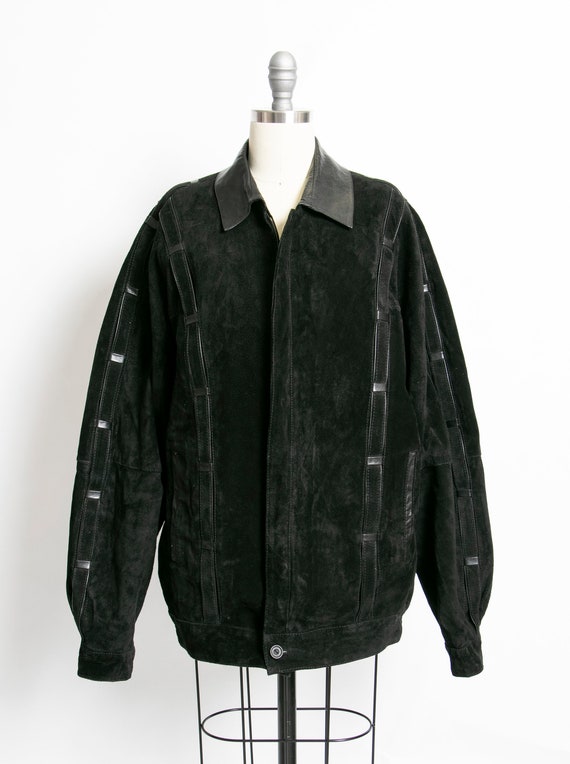 1980s Suede Leather Jacket Black M