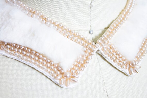 1950s Collar Fur Beaded Faux Pearl Ivory - Etsy display picture 2