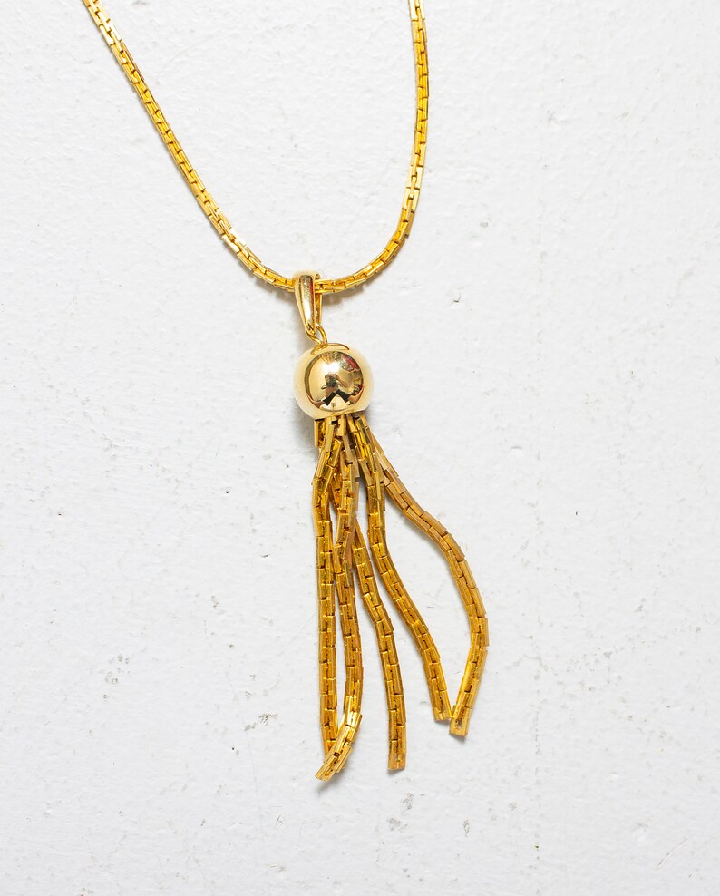 1960s Necklace Gold Tone Dangle Pendant Chain image 3