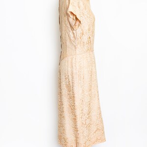 1950s Dress Beige Champagne Lace L image 2