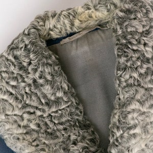 1960s Coat Wool Blue Cropped Persian Lamb Fur S / M image 7