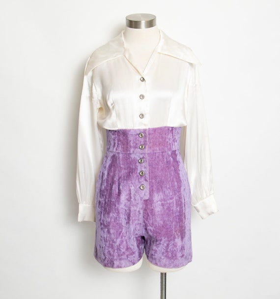 1970s ROMPER Polka Dot Shorts Jumpsuit Medium