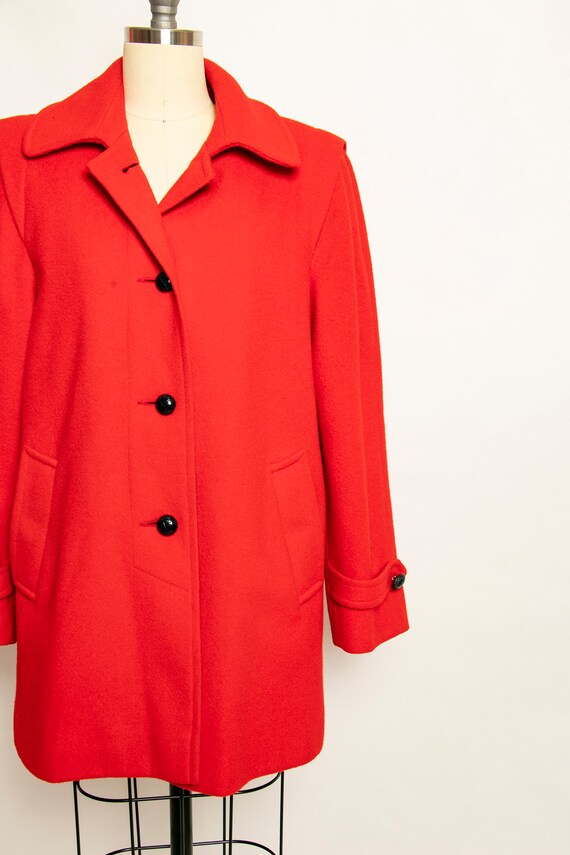 1980s Coat Red Wool Jacket Small - image 3