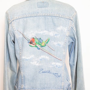 Vintage Levi&#39;s Denim Jacket 1970s Hand Painted S