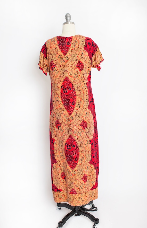 1970s Dress Cotton Red Boho S - image 4