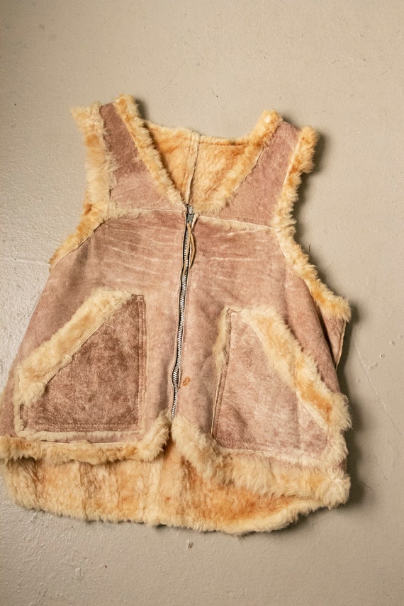 1970s Shearling Fur Vest Suede M - image 6