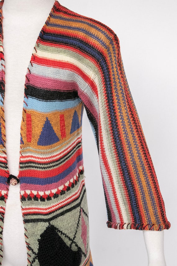 1970s Young Edwardian Knit Cardigan Sweater Strip… - image 4